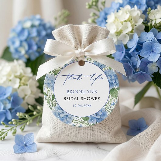 Something Blue Hydrangea Floral Bridal Shower フェイバータグ