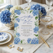 Something Blue Hydrangea Floral Bridal Shower 招待状
