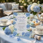 Something Blue Hydrangea Floral Bridal Shower 招待状