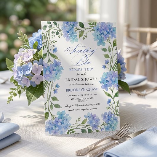 Something Blue Hydrangea Floral Wreath Bridal  招待状