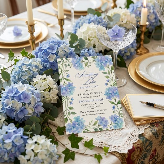 Something Blue Hydrangea Floral Wreath Bridal  招待状