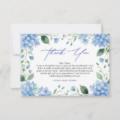 Something Blue Hydrangea Thank You Bridal Shower サンキューカード (正面)