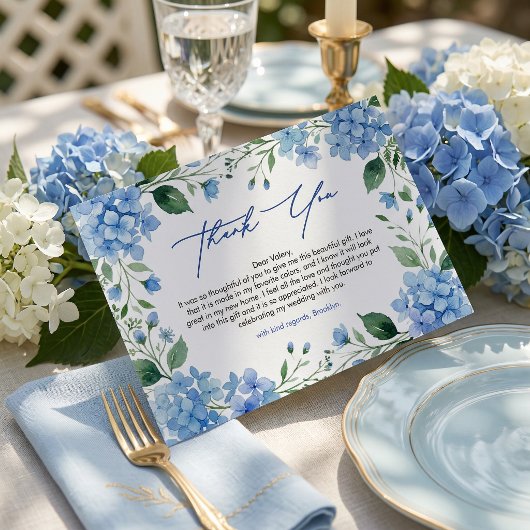 Something Blue Hydrangea Thank You Bridal Shower サンキューカード