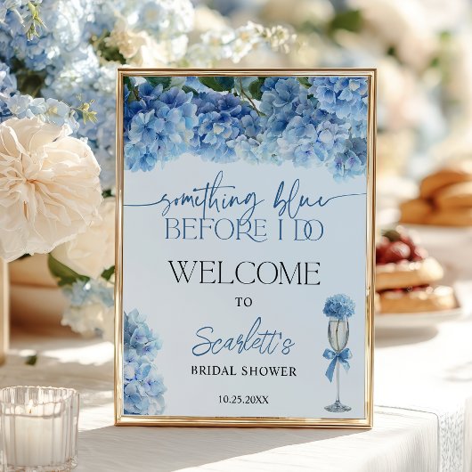 Something Blue Hydrangea Welcome Bridal Shower ポスター
