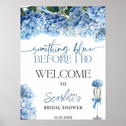 Something Blue Hydrangea Welcome Bridal Shower  ポスター (正面)