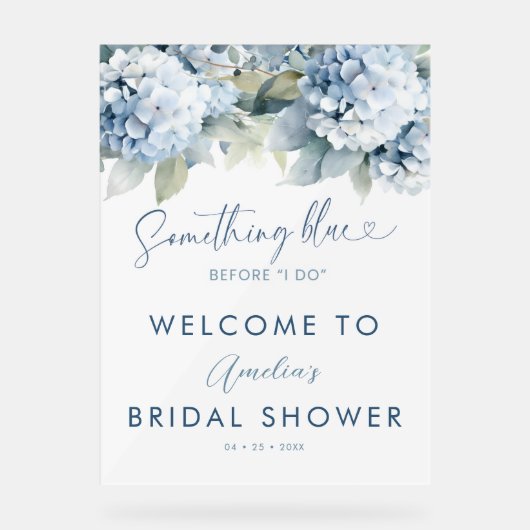 Something Blue Hydrangea Welcome Bridal Shower Acr アクリルサイン (正面)
