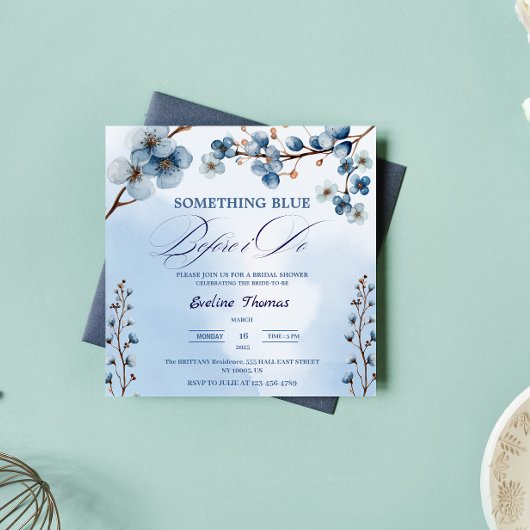 Something Blue I do Blossom Brunchブライダルシャワー 招待状