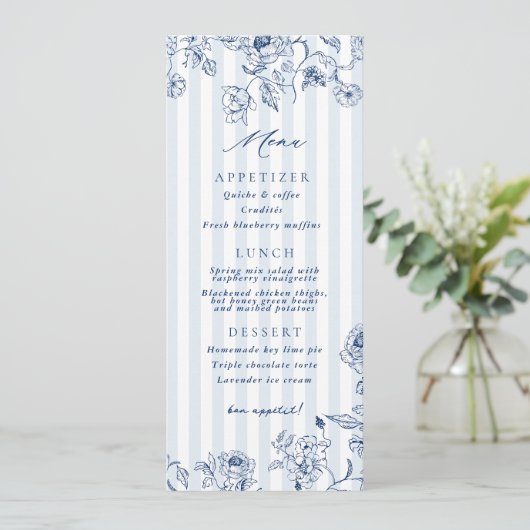 Something Blue Menu Bridal Shower Party Card  招待状 (スタンド正面)