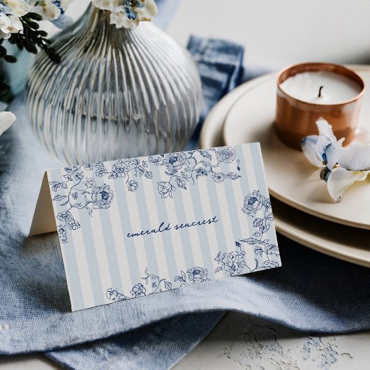 Something Blue Place Card Bridal Shower Name Tent サンキューカード