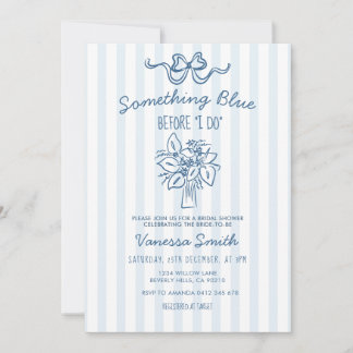 Something Blue Stripe Bridal Shower Invitation 招待状