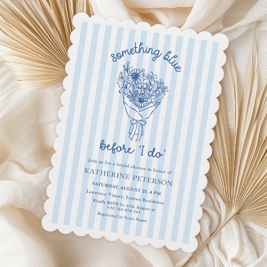 Something Blue Stripes Bridal Shower Invitation 招待状