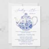 Something Blue Teaパーティートイルブライダルシャワー 招待状 (正面)
