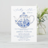 Something Blue Teaパーティートイルブライダルシャワー 招待状 (スタンド正面)
