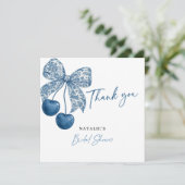 Something Blue Theme Blue Bow Bridal Shower サンキューカード (スタンド正面)