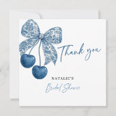 Something Blue Theme Blue Bow Bridal Shower サンキューカード (正面)