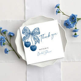 Something Blue Theme Blue Bow Bridal Shower サンキューカード