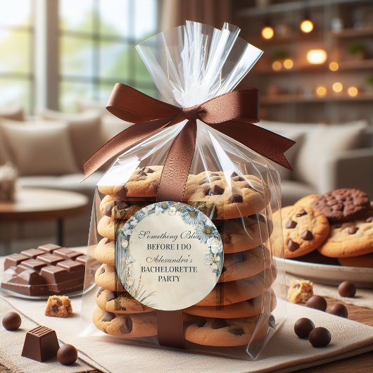 Something Blue Thistle Floral Bachelorette Party ラウンドシール