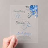 Something Blue Waterカラーフローラブライダルシャワー アクリル招待状 (インサイチュ (ポータブル))