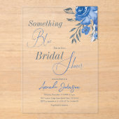 Something Blue Waterカラーフローラブライダルシャワー アクリル招待状 (正面)