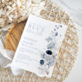 Something Blue Waterカラーフローラブライダルシャワー 招待状