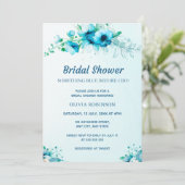 Something Blue Waterカラーフローラブライダルシャワー 招待状 (スタンド正面)