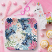 Something blue Water colorフローラブライダルシャワー ペーパープレート (パーティー)