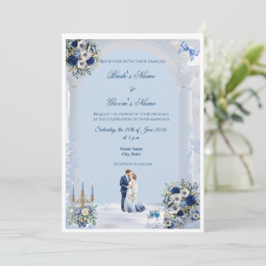 Something Blue Wedding Invitation Card 招待状 (スタンド正面)