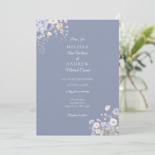 Something Blue Wedding Invitation Suite 招待状 (スタンド正面)