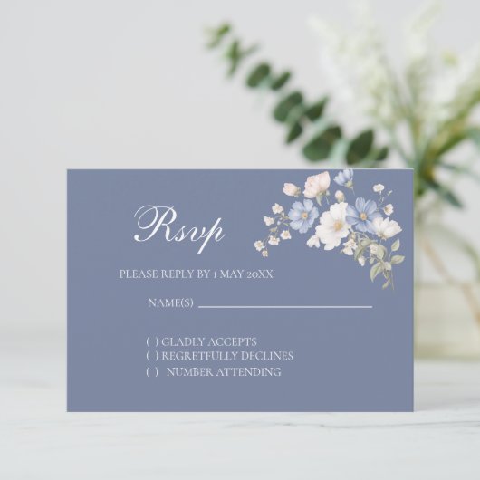 Something Blue Wedding RSVP card (スタンド正面)
