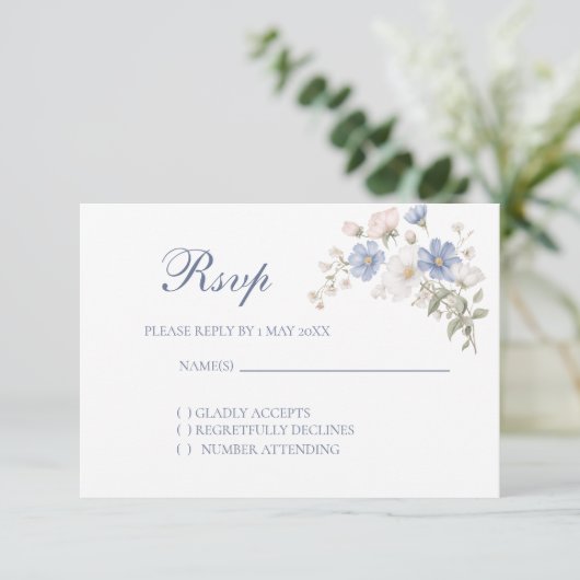 Something Blue Wedding RSVP card (スタンド正面)