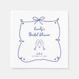 Something Blue Whimsical Hand Drawn Bridal Shower スタンダードカクテルナプキン