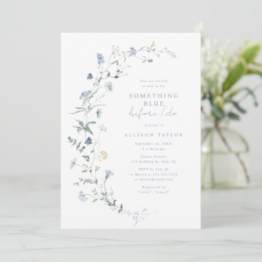 Something Blue Wildflower Boho Bridal Shower 招待状 (スタンド正面)