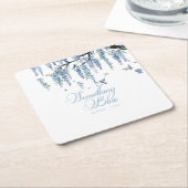 Something Blue Wildflower Bouquet Bridal Shower スクエアペーパーコースター (アングル)
