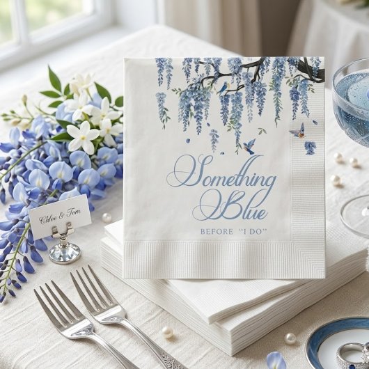 Something Blue Wildflower Bouquet Bridal Shower スタンダードカクテルナプキン