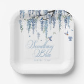 Something Blue Wildflower Bouquet Bridal Shower ペーパープレート (正面)