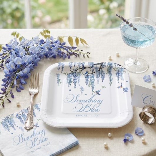 Something Blue Wildflower Bouquet Bridal Shower ペーパープレート