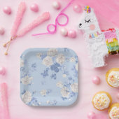 Something Blue Wildflower Bouquet Bridal Shower  ペーパープレート (パーティー)