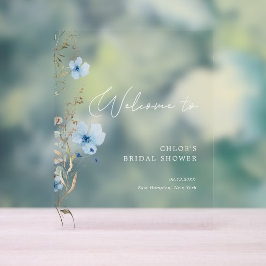 Something Blue Wildflower Bridal Shower アクリルサイン (ニュートラル)