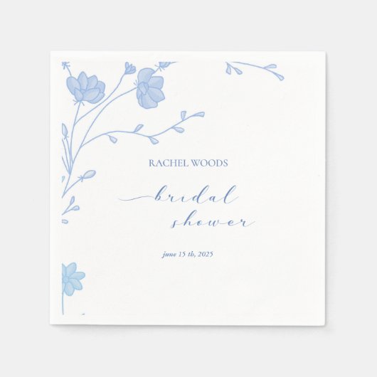 Something Blue Wildflower Bridal Shower Invitation スタンダードカクテルナプキン (正面)