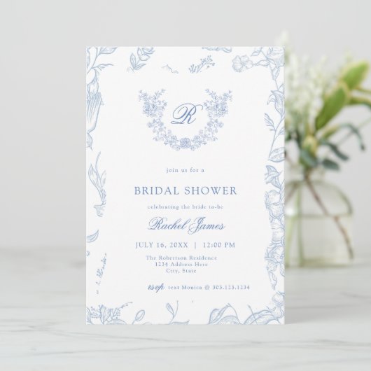 Something Blue Wildflower Bridal Shower Invitation 招待状 (スタンド正面)
