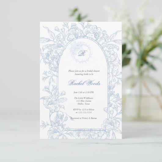 Something Blue Wildflower Bridal Shower Invitation 招待状 (スタンド正面)