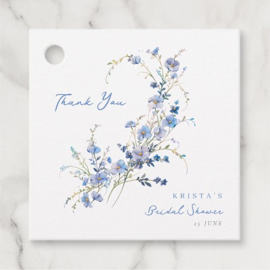 Something Blue Wildflowers Bridal Shower フェイバータグ (正面)