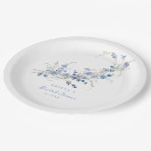 Something Blue Wildflowers Bridal Shower ペーパープレート (アングル)
