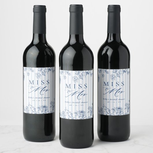 Something Blue Wine Bottle Label Bridal Shower Set ワインラベル
