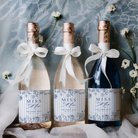 Something Blue Wine Bottle Label Bridal Shower Set ワインラベル