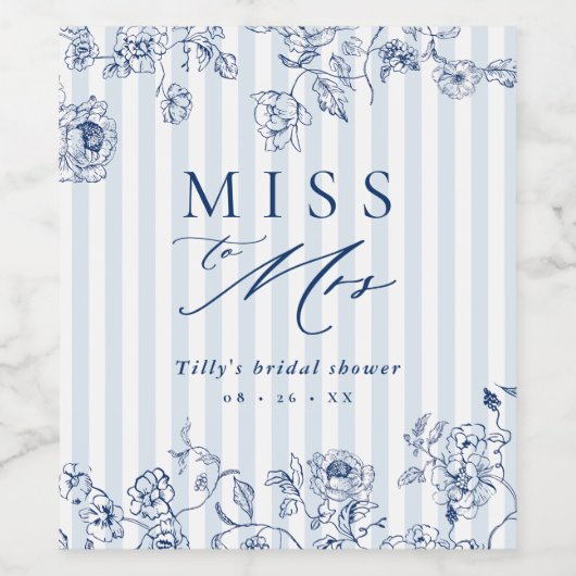 Something Blue Wine Bottle Label Bridal Shower Set ワインラベル (シングルラベル)