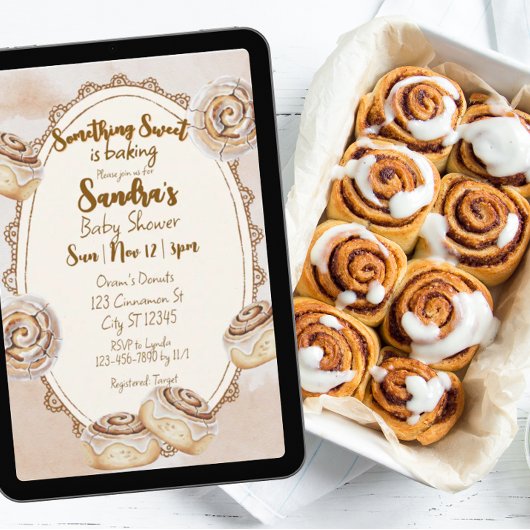 Something Sweet, Cinnamon Roll Baby Shower 招待状