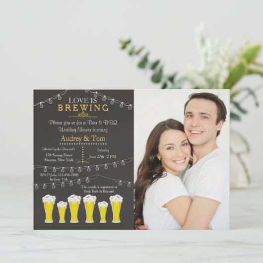 Something's Brewing Photoウェディングシャワー 招待状 (スタンド正面)