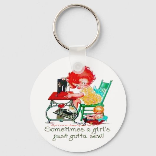 "Sometimes a girl just gotta sew!" キーホルダー (正面)