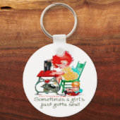 "Sometimes a girl just gotta sew!" キーホルダー (正面)